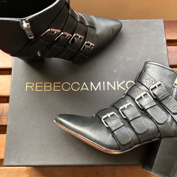 Rebecca Minkoff Aubrey Black Buckle Booties - Picture 8 of 9